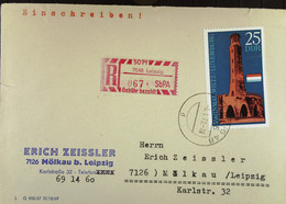 DDR: R-Fern-Bf Mit Selbstbed.-R-Zettel 50 Pf 7048 Leipzig (067 Z) -mit Einliefgsschein V 6.1.72 Mit 25 Pf Mahnmal - Aangetekende Etiketten