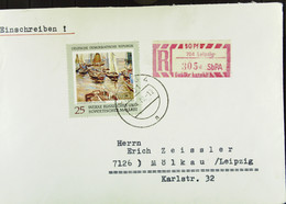 DDR: R-Fern-Bf Mit Selbstbed.-R-Zettel 50 Pf 704 Leipzig (305 D) -mit Einliefgsschein Vom 1.4.70 Mit 25 Pf Russ. Malerei - Labels For Registered Mail