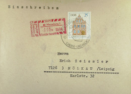 DDR: R-FernBf Mit Selbstbed.-R-Zettel 50 Pf 42 Merseburg1(448 B)-mit Einliefgschein 20.3.69 Mit 25 Pf Rathaus Greifswald - R-Zettel