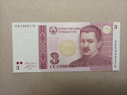 Billete De Tajikistan De 3 Somoni, Año 2010, UNC - Tadzjikistan