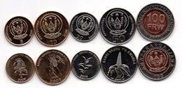 Rwanda - Set 5 Coins 5 10 20 50 100 Francs 2007 - 2011 UNC Lemberg-Zp - Rwanda