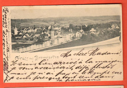 FAGR-36  Gruss Aus Bremgarten Aargau.  A. Wetter Papeterie Pionier. Gelaufen 1899 - Bremgarten