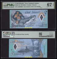 Cook Islands 3 Dollars, (2021), Polymer, Lucky Number 888666, PMG67 - Cook