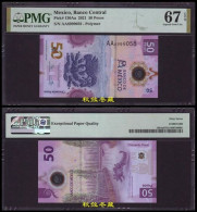 Mexico 50 Pesos (2021), AA Prefix，Polymer, PMG67 - Mexico