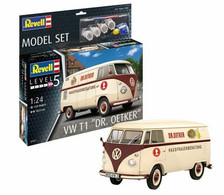 Revell - SET VW Volkswagen T1 DR. OETKER Combi + Peintures + Colle Maquette Kit Plastique Réf. 67677 Neuf NBO 1/24 - Voitures