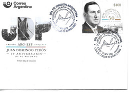 #75177 ARGENTINA-SPAIN 2022 JOINT ISSUE PERON RETURN ANIV FDC - Neufs