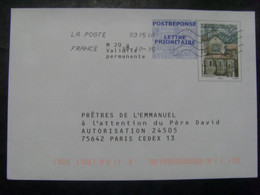 16065-1- Très Beau PAP Réponse Abbaye De Pontivy De L'association Prêtres De L'Emmanuel, Agr. 15P109, Oblitéré - Prêts-à-poster: Réponse