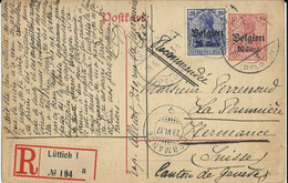 Postkaart  Deutsche Reich Met Stempel Belgien   1ste Wereldoorlog  25 JUIN 1917 - Zona Belga