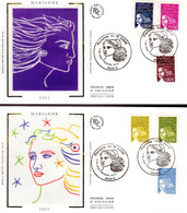 (Sous La Faciale 5.94 €) " MARIANNE DE LUQUET / DU 14 JUILLET " Sur 2 Enveloppes 1er Jour De 2003 N° YT 3570 à 3575. FDC - 1997-2004 Marianne (14. Juli)