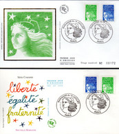 " MARIANNE DE LUQUET / DU 14 JUILLET " Sur 2 Enveloppes 1er Jour De 1997 N° YT 3091 + 3093 FDC - 1997-2004 Marianne (14. Juli)