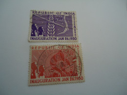INDIA  USED   STAMPS 2 ANNIVERSARIES   WITH  POSTMARK 1950 - Ohne Zuordnung