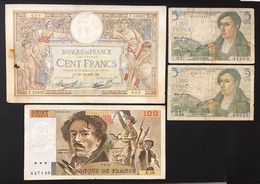 Francia France  5 Francs 2-6-1943 + 5-8-1943 + 100 Francs 21 10 1937 + 100 Francs 1979  Lotto 4206 - 5 F 1943-1947 ''Berger''