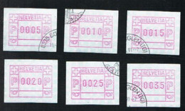 SVIZZERA (SWITZERLAND) -  MI AT5UD  - 1993 ATM FRANCOBOLLI AUTOMATICI (6 WITH DIFFERENT VALUE & GREEN PAPER)     - USED° - Automatenzegels