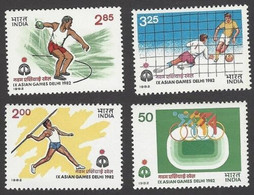 India 1982 Asian Games, Sports, Football, Cycling, Disc Throw 4v Set MH As Per Scan - Ungebraucht