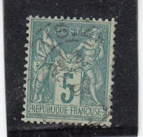 France - Année 1876/98 - Type Sage - Type Ii - N°YT 75 - 5c Vert - Oblitération CàD - 1876-1898 Sage (Tipo II)