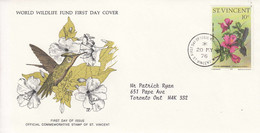 1976 St. Vincent Hummingbirds Birds Oiseaux Addressed WWF First Day Cover - Kolibries