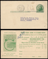 1949 RARE U.S PRIVATE PRINTED TO ORDER 1c PSC VOLLEY BALL VOLLEYBALL SENT TO FRENCH FEDERATION OF VOLLEY BALL - Voleibol