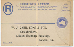 GB 1895 QV 2d Blue Very Fine Unused Printed To Order Postal Stationery Registered Envelope Size G „W.J. Carr, Sons & Tod - Postwaardestukken