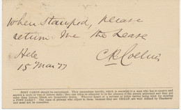 GB 1877, QV ½d Lilac Superb Used Stamped To Order Postal Stationery Postcard (without „To“) SEE TEXT On The Backside – - Postwaardestukken