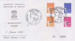 Enveloppe  FDC  1er  JOUR    SAINT  PIERRE  Et  MIQUELON    MARIANNE  De  LUQUET   1998 - FDC