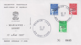 Enveloppe  FDC  1er  JOUR    SAINT  PIERRE  Et  MIQUELON    MARIANNE  De  LUQUET   1997 - FDC