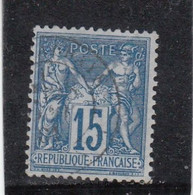 France - Année 1876/98 - Type Sage - Type II - N°YT 90 - 15c Bleu - Oblitération CàD - 1876-1898 Sage (Tipo II)