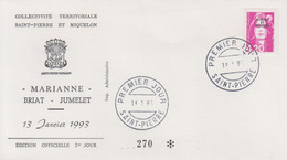 Enveloppe  FDC  1er  JOUR    SAINT  PIERRE  Et  MIQUELON    MARIANNE  De  BRIAT - JUMELET   1994 - FDC