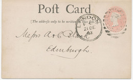 GB 1882 QV ½d Pink Embossed Stamp Superb Used Stamped To Order Postcard Without Coat Of Arms – From The Typographic Etch - Postwaardestukken