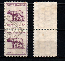 ITALIA LUOGOTENENZA - 1944 - LUPA CAPITOLINA - CON FILIGRANA - COPPIA VERTICALE - USATI - Gebraucht