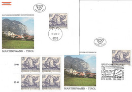 4107a: Österreich 1986, Heimatsammler Martinswand Bei Zirl, OT- Und St. Gabrielstempel, Plus Viererblock - Zirl