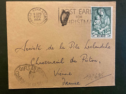 LETTRE Pour La FRANCE TP ANNUS MARIANUS 1953 1954 5p PBL.MEC.9 DEC 1954 BAILE ATHA CLIATH + HARPE - Lettres & Documents