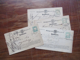 AD Bayern 1874 Ganzsache P1  I (4 Stück) Verschiedene Stempel / Farbnuancen! - Postal  Stationery