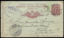 1892 ITALY - 10c PSC TO GERMANY - DATE HANDSTAMP GRAND HOTEL 28 APR. 92 - Stamped Stationery