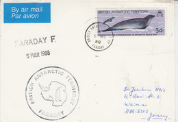 British Antarctic Territory (BAT) Card Ca Faraday 5 MAR 1988 (AT170) - Brieven En Documenten
