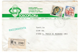 ITALY ITALIA   LETTERA RACCOMANDATA VIAGGIATA DA PESCIA ( PT  ) VERSO S.MARIA DI MUGNANO ( MO ) NEL 1985 - 1981-90: Storia Postale