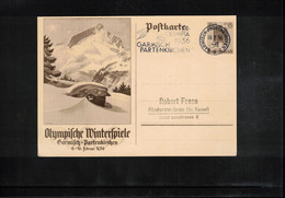 Germany / Deutschland 1936 Olympic Games Garmisch-Partenkirchen - Postal Stationery Postcard - Interesting Postmark - Invierno 1936: Garmisch-Partenkirchen
