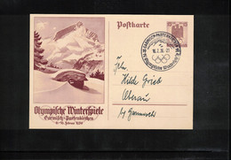 Germany / Deutschland 1936 Olympic Games Garmisch-Partenkirchen - Postal Stationery Postcard - Closing Day Postmark - Invierno 1936: Garmisch-Partenkirchen