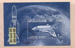 1988 Space - Buran S/S- (perf.) – Used/oblitere (O)   BULGARIA / Bulgarie - Gebraucht