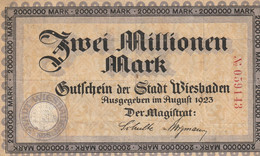 Billet De Nécessité Allemand -2 000 000 Mark 1923 Stadt Wiesbaden - 2 Miljoen Mark