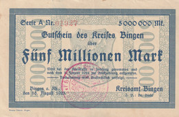 Billet De Nécessité Allemand -5 000 000 Mark 1923  Bingen - 2 Mio. Mark