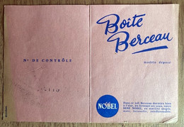 Mode D'emploi Carte "Boîte Berceau - Bébé Nobel" - Années 50 - Matériel Et Accessoires