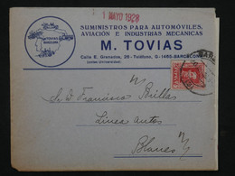 BI 11  ESPANA  BELLE LETTRE PRIVEE 1 MAYO 1928  BARCELONA A BLANES +++AFFRANCH. INTERESSANT + - Cartas & Documentos