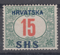 Yugoslavia, Kingdom SHS, Issues For Croatia 1918 Porto Mi#31 Mint Never Hinged - Nuevos