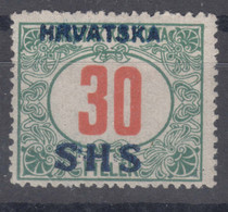 Yugoslavia, Kingdom SHS, Issues For Croatia 1918 Porto Mi#33 Mint Never Hinged - Unused Stamps