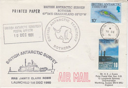 British Antarctic Territory (BAT) Ca RRS James Clark Ross Ca Rothera 10 DE 1991 (AT172) - Lettres & Documents