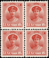 Luxembourg, Luxemburg 1921 Grande Duchesse Charlotte Bloc 4x 75c. Neuf MNH** - 1921-27 Charlotte Frontansicht