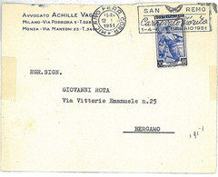 21746  - ITALY - POSTAL HISTORY : Postmark On COVER : 1951- CARNIVAL - Carnavales