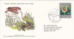 1977 Poland The Great Bustard Birds UNEP Addressed WWF First Day Cover - Grues Et Gruiformes