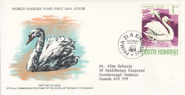 1977 Romania Swans WWF Cancel Birds UNEP Addressed WWF First Day Cover - Cygnes