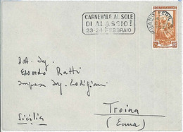 26062 - ITALY - POSTMARK On COVER-1962:CARNEVALE DI ALASSIO-CARNIVAL\METEOROLOGY - Carnaval